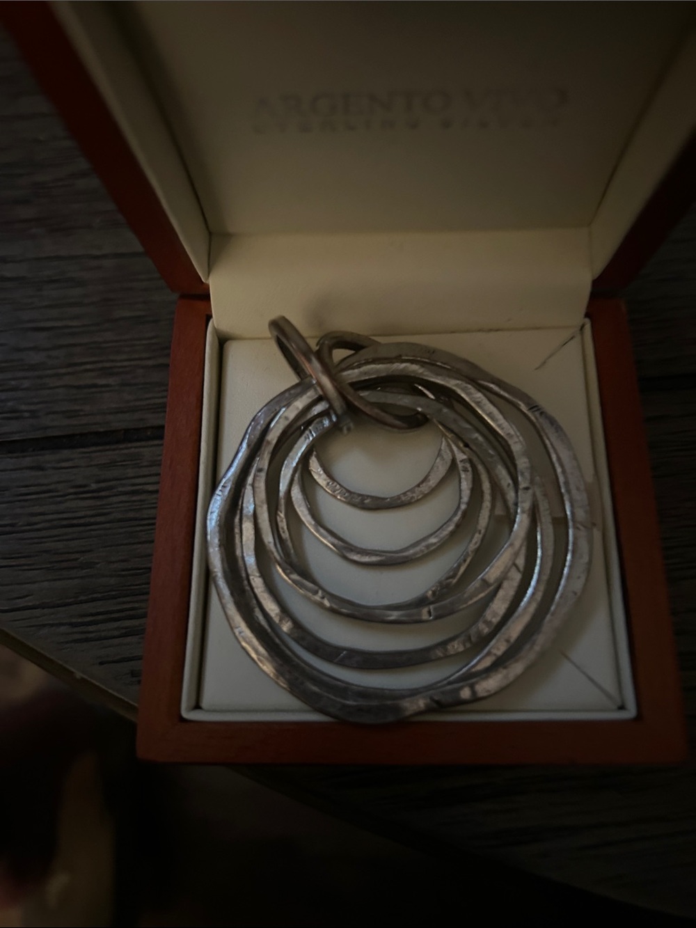Silver Multi-Ring Pendant Necklace - Women Jewelry